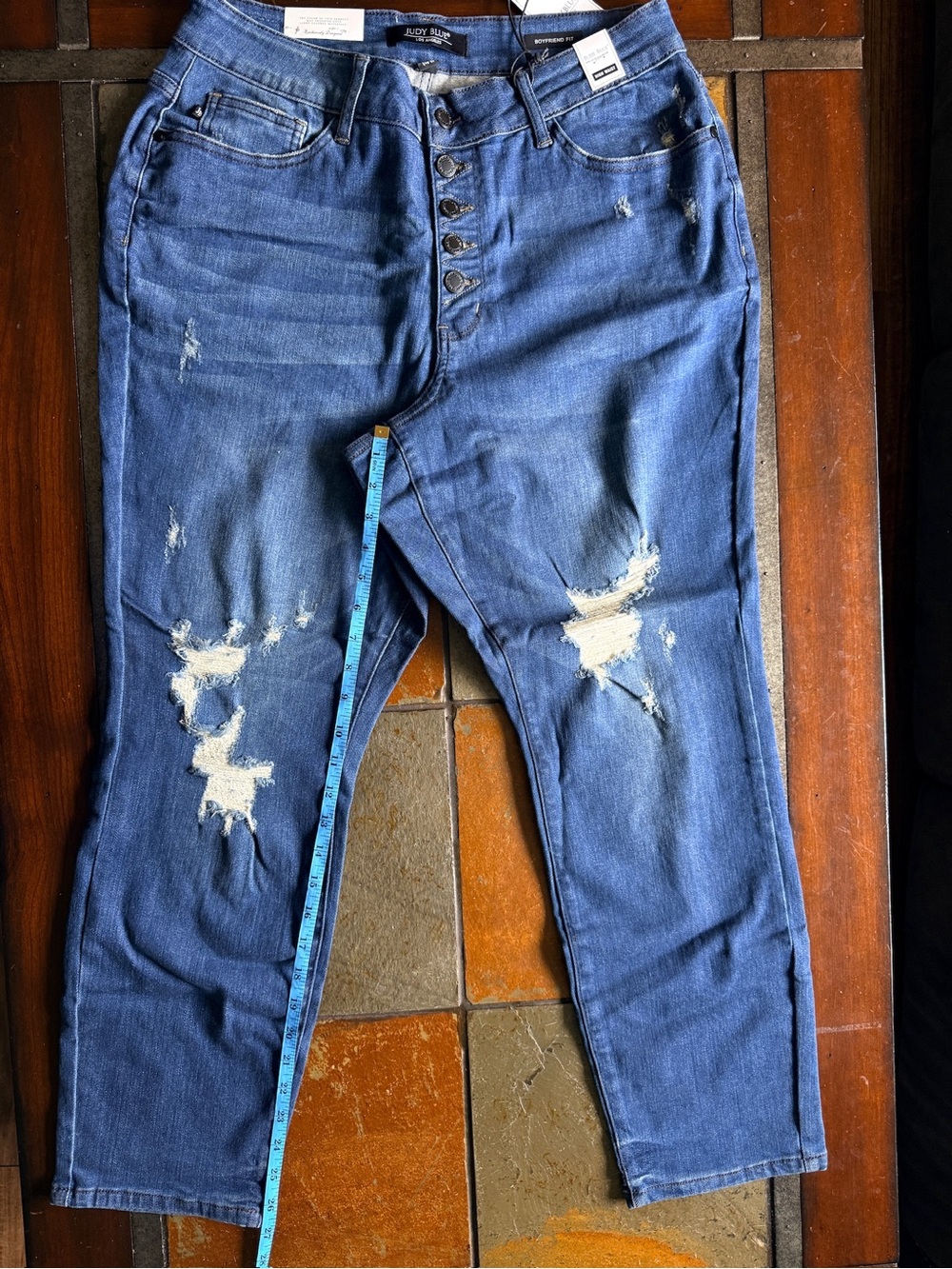 Judy blues 14w high waisted button fly distressing boyfriend fit preppy BNWT